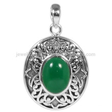 Graceful Green Onyx Gemstone 925 Sterling Silver Pendant